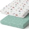 Picture of Pack n Play Sheets, BROLEX 2 Pack Mini Crib Sheets,Stretchy Portable Fitted Playard Sheet Set, Convertible Playard Mattress Cover,Ultra Soft Breathable Material,Cute Dinosaurs
