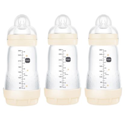Picture of MAM 9oz Easy Start Anti-Colic Baby Bottles, Medium Flow, Breastfeeding-Like Silicone Nipple, Reduces Colic, Gas, & Reflux, Easy-to-Clean, BPA-Free, Baby Bottles for Newborns, 2+ Months