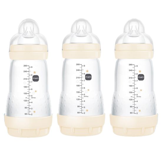 Picture of MAM 9oz Easy Start Anti-Colic Baby Bottles, Medium Flow, Breastfeeding-Like Silicone Nipple, Reduces Colic, Gas, & Reflux, Easy-to-Clean, BPA-Free, Baby Bottles for Newborns, 2+ Months