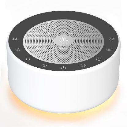 Picture of Kipcush White Noise Sound Machine with Nursery Lamp, Mood Lighting, 7 Colour Night Light, 30 Soothing Sounds for Baby/Adult. Timer, Plug in, Memory Function, Touch Control