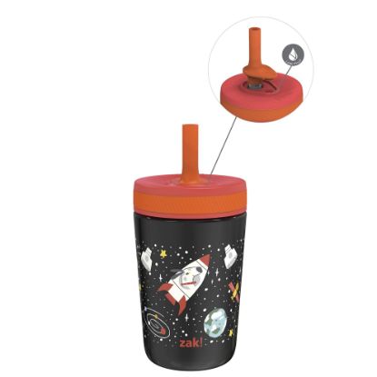 Picture of Zak Designs Kelso Toddler Cups For Travel or At Home, 12oz Vacuum Insulated Stainless Steel Sippy Cup With Leak-Proof Design is Perfect For Kids (Spaceships)