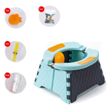 Picture of Honboom Portable Potty Training Seat for Toddler| Kids Travel Potty | Collapsible potty | Baby Potty Seat for Indoor and Outdoor (Blue)