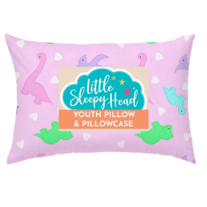 Picture of Youth Pillow with Pillowcase 16x22, Soft Jumbo Toddler Pillow, Kids Pillow & Hypoallergenic Pillow Case - Best Kids Pillows for Sleeping, Perfect Kids Travel Pillow (Dinosaurs Pink)