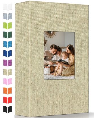 Picture of Artfeel Photo Album 4x6 with 300 Pockets,Slip-in Picture Albums,Linen Cover Memory Book with Front Window,White Page Vertical Photo Book for Wedding,Family,Anniversare,Baby,Vacation