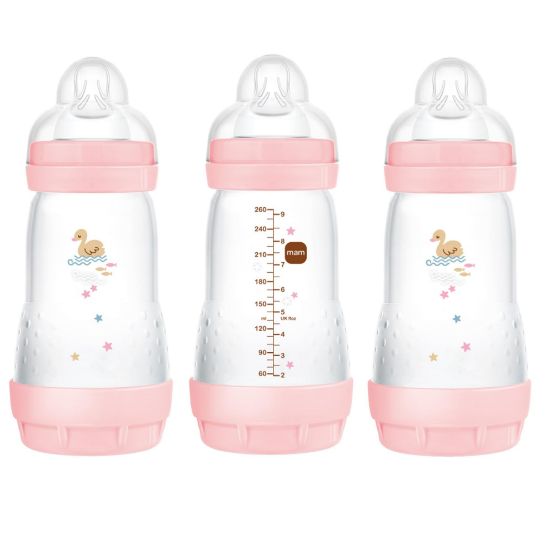 Picture of MAM 9oz Easy Start Anti-Colic Baby Bottles, Medium Flow, Breastfeeding-Like Silicone Nipple Bottle, Reduces Colic, Gas, & Reflux, Easy-to-Clean, BPA-Free, 2+ Months