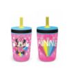 Picture of Zak Designs Disney Kelso Tumbler 15 oz Set (Minnie Mouse) Leak-Proof Screw-On Lid with Straw, Made of Durable Plastic and Silicone, Perfect Bundle for Kids