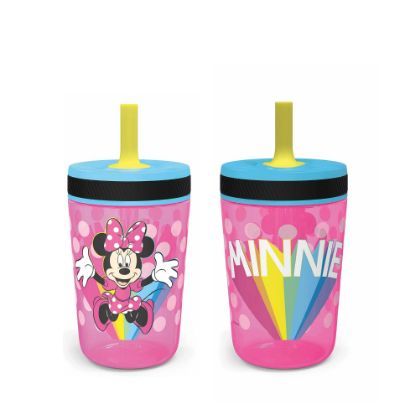Picture of Zak Designs Disney Kelso Tumbler 15 oz Set (Minnie Mouse) Leak-Proof Screw-On Lid with Straw, Made of Durable Plastic and Silicone, Perfect Bundle for Kids