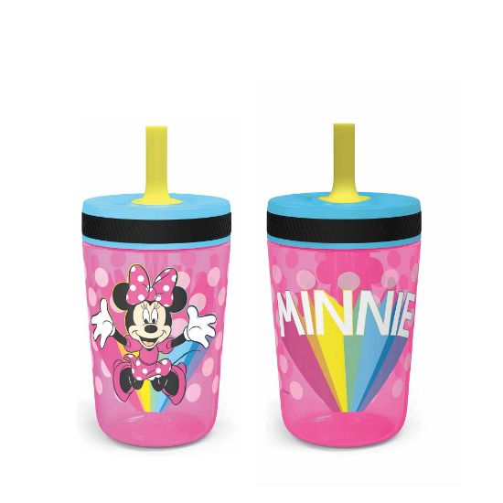 Picture of Zak Designs Disney Kelso Tumbler 15 oz Set (Minnie Mouse) Leak-Proof Screw-On Lid with Straw, Made of Durable Plastic and Silicone, Perfect Bundle for Kids