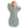 Picture of SwaddleDesigns Transitional Swaddle Sack, Arms Up Half-Length Sleeves & Mitten Cuffs, Swaddle for Newborn Transition to Baby Sleep Sack Wearable Blanket, Medium, 3-6 month, 14-21 lb, Heathered Jadeite