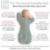 Picture of SwaddleDesigns Transitional Swaddle Sack, Arms Up Half-Length Sleeves & Mitten Cuffs, Swaddle for Newborn Transition to Baby Sleep Sack Wearable Blanket, Medium, 3-6 month, 14-21 lb, Heathered Jadeite