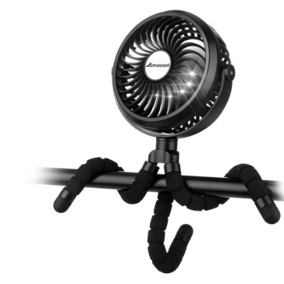 Picture of AMACOOL Battery Operated Stroller Fan Flexible Tripod Clip On Fan with 3 Speeds and Rotatable Handheld Personal Fans for Car Seat Crib Bike Treadmill (Black)