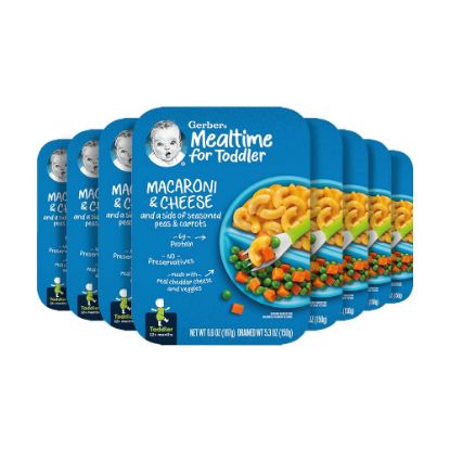 Picture of Gerber Mealtime for Toddler Macaroni & Cheese with Side of Seasoned Peas & Carrots, 6.6 Ounce (Pack of 8)