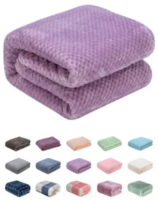 Picture of Fuzzy Throw Blanket, Plush Fleece Blankets for Adults, Toddler, Boys and Girls, Warm Soft Blankets and Throws for Bed, Couch, Sofa, Travel and Outdoor, Camping (Throw(50"x70"), L-Lavender)