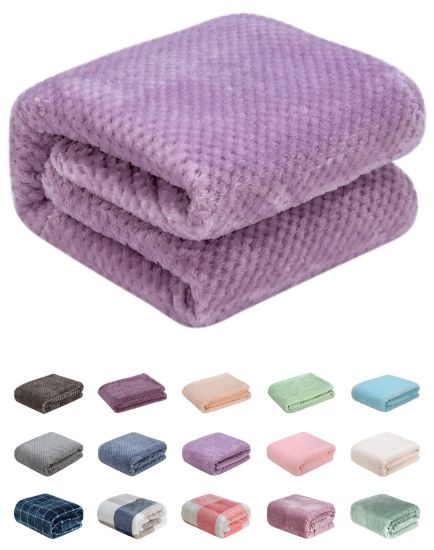 Picture of Fuzzy Throw Blanket, Plush Fleece Blankets for Adults, Toddler, Boys and Girls, Warm Soft Blankets and Throws for Bed, Couch, Sofa, Travel and Outdoor, Camping (Throw(50"x70"), L-Lavender)