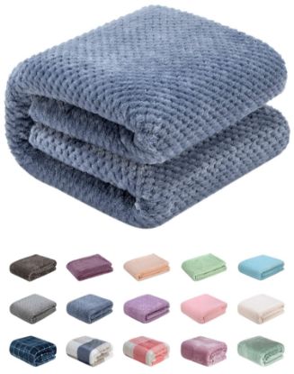 Picture of Fuzzy Throw Blanket, Plush Fleece Blankets for Adults, Toddler, Boys and Girls, Warm Soft Blankets and Throws for Bed, Couch, Sofa, Travel and Outdoor, Camping (Throw(50"x70"), L-Smoked Blue)