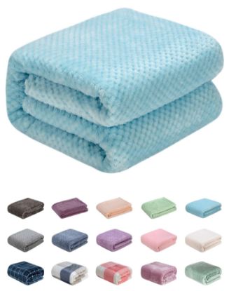Picture of Fuzzy Throw Blanket, Plush Fleece Blankets for Adults, Toddler, Boys and Girls, Warm Soft Blankets and Throws for Bed, Couch, Sofa, Travel and Outdoor, Camping (Throw(50"x70"), L-Ice Blue)