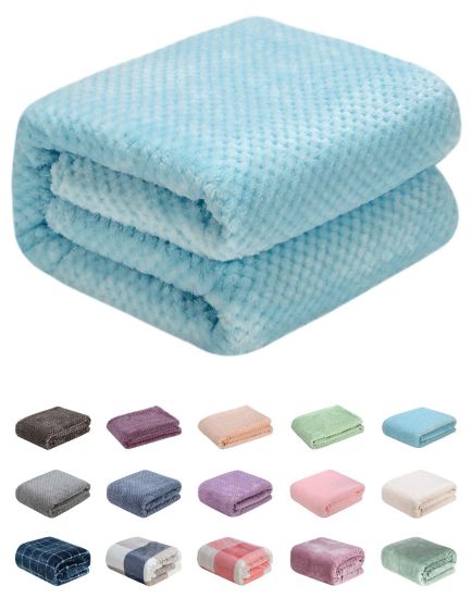 Picture of Fuzzy Throw Blanket, Plush Fleece Blankets for Adults, Toddler, Boys and Girls, Warm Soft Blankets and Throws for Bed, Couch, Sofa, Travel and Outdoor, Camping (Throw(50"x70"), L-Ice Blue)