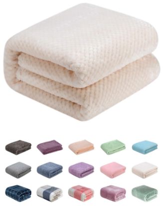 Picture of Fuzzy Throw Blanket, Plush Fleece Blankets for Adults, Toddler, Boys and Girls, Warm Soft Blankets and Throws for Bed, Couch, Sofa, Travel and Outdoor, Camping (Throw(50"x70"), L-Cream)