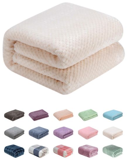 Picture of Fuzzy Throw Blanket, Plush Fleece Blankets for Adults, Toddler, Boys and Girls, Warm Soft Blankets and Throws for Bed, Couch, Sofa, Travel and Outdoor, Camping (Throw(50"x70"), L-Cream)