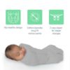 Picture of SwaddleMe by Ingenuity Compression Baby Swaddle Pod in Velboa, Two-Way Zipper for Easy Diaper Changes, Improves Sleep & Calms Startle Reflex, 0-2 Months, 1.0 TOG, 2-Pack - Clouds & Stars