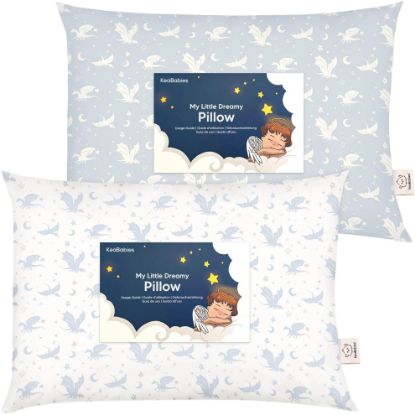 Picture of 2-Pack Toddler Pillow 13x18 - Soft Organic Cotton Kids Travel Bed Pillows for Sleeping, School, Nap, Machine Washable, Toddlers 2 to 5, Pillowcase Sold Separately (Dragons)