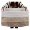 Picture of OIAHOMY Large Blanket Basket, 22”x17”x12” Rectangle Woven Baskets, Nursery Blanket Storage Living Room, Toy Storage With Handle, Large Baskets for Organizing-Gradient Yellow