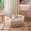 Picture of OIAHOMY Large Blanket Basket, 22”x17”x12” Rectangle Woven Baskets, Nursery Blanket Storage Living Room, Toy Storage With Handle, Large Baskets for Organizing-Gradient Yellow