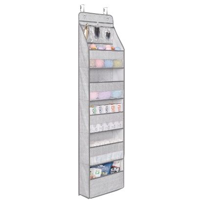 Picture of Univivi 6 - Layer Fabric Over the Door Organizer Gray Foldable Nursery Closet Storage, Large Hanging Door Organizer for Cosmetics, Toys and Sundries…