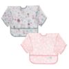 Picture of Bumkins Sleeved Bib for Girl or Boy, Baby and Toddler for 6-24 Mos, Essential Must Have for Eating, Feeding, Baby Led Weaning Supplies, Long Sleeve Mess Saving Food Catcher, 2-pk Floral and Lace