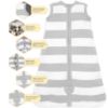 Picture of Burt's Bees Baby Baby Beekeeper Wearable Blanket, 100% Organic Cotton, Swaddle Transition Sleeping Bag, Light Grey Stripe, Small
