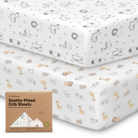 Picture of KeaBabies 2-Pack Organic Crib Sheets for Boys, Girls - Fitted Crib Mattress Sheet Neutral, Breathable Jersey Cotton Cover for Baby Bed, Toddler Mattress, Soft & Cute Prints (KeaSafari)