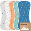 Picture of Organic Burp Cloths for Baby Boys and Girls - 5-Pack Super Absorbent Burping Cloth, Burp Clothes, Soft & Plush, Newborn Milk Spit Up Rags, Burpy Cloth Bib for Unisex, Burping Rags (Cosmo)