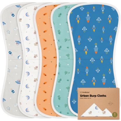 Picture of Organic Burp Cloths for Baby Boys and Girls - 5-Pack Super Absorbent Burping Cloth, Burp Clothes, Soft & Plush, Newborn Milk Spit Up Rags, Burpy Cloth Bib for Unisex, Burping Rags (Cosmo)