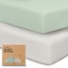 Picture of 2-Pack Crib Sheets for Boys, Girls - Viscose Derived from Bamboo Fitted Crib Sheet, Baby Crib Sheets Neutral, Crib Mattress Sheet, Toddler Bed Sheets, Baby Sheets for Crib Fitted Sheets (Sage)