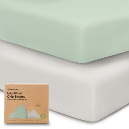 Picture of 2-Pack Crib Sheets for Boys, Girls - Viscose Derived from Bamboo Fitted Crib Sheet, Baby Crib Sheets Neutral, Crib Mattress Sheet, Toddler Bed Sheets, Baby Sheets for Crib Fitted Sheets (Sage)