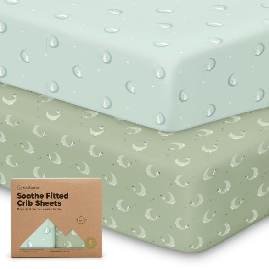 Picture of KeaBabies 2-Pack Organic Crib Sheets for Boys, Girls - Fitted Crib Mattress Sheet Neutral, Breathable Jersey Cotton Cover for Baby Bed, Toddler Mattress, Soft & Cute Prints (Lunaris)