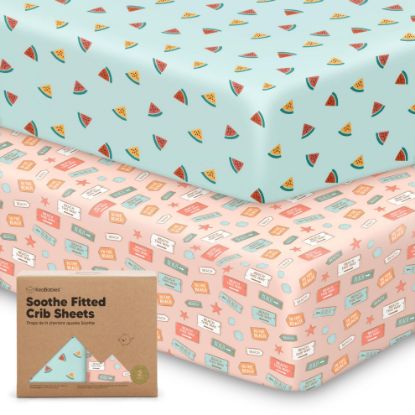 Picture of KeaBabies 2-Pack Organic Crib Sheets for Boys, Girls, Jersey Fitted Baby Crib Sheets Neutral, Cotton Breathable Crib Sheet, Cute Printed Crib Mattress Sheet, Baby Mattress Sheets (Beach Day)