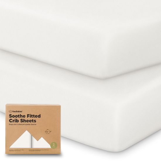 Picture of KeaBabies 2-Pack Organic Crib Sheets for Boys, Girls - 52x28 Fitted Crib Mattress Sheet Neutral, Breathable Jersey Cotton Cover for Baby Bed, Toddler Mattress, Soft & Cute Prints (Soft White)