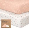 Picture of KeaBabies 2-Pack Organic Crib Sheets for Boys, Girls - 52x28 Fitted Crib Mattress Sheet Neutral, Breathable Jersey Cotton Cover for Baby Bed, Toddler Mattress, Soft & Cute Prints (Butterflies)