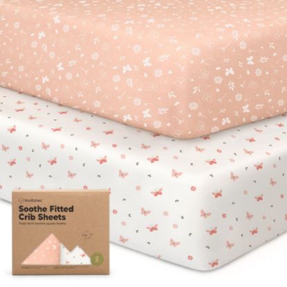 Picture of KeaBabies 2-Pack Organic Crib Sheets for Boys, Girls - 52x28 Fitted Crib Mattress Sheet Neutral, Breathable Jersey Cotton Cover for Baby Bed, Toddler Mattress, Soft & Cute Prints (Butterflies)