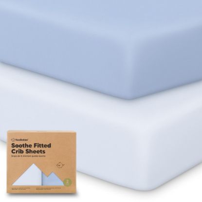 Picture of KeaBabies 2-Pack Organic Crib Sheets for Boys, Girls - 52x28 Fitted Crib Mattress Sheet Neutral, Breathable Jersey Cotton Cover for Baby Bed, Toddler Mattress, Soft & Cute Prints (Blue Flax)