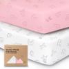 Picture of KeaBabies 2-Pack Organic Crib Sheets for Boys, Girls - 52x28 Fitted Crib Mattress Sheet Neutral, Breathable Jersey Cotton Cover for Baby Bed, Toddler Mattress, Soft & Cute Prints (ABC Land Rose)