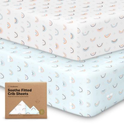 Picture of KeaBabies 2-Pack Organic Crib Sheets for Boys, Girls - Fitted Crib Mattress Sheet Neutral, Breathable Jersey Cotton Cover for Baby Bed, Toddler Mattress, Soft & Cute Prints (Jolly Rainbow)