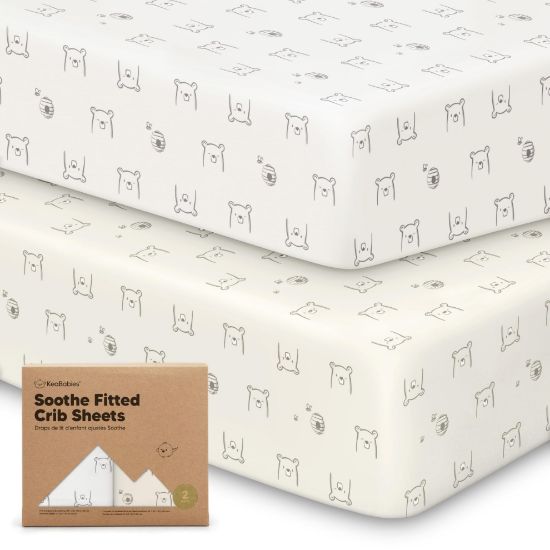 Picture of KeaBabies 2-Pack Organic Crib Sheets for Boys, Girls - Fitted Crib Mattress Sheet Neutral, Breathable Jersey Cotton Cover for Baby Bed, Toddler Mattress, Soft & Cute Prints (Bumble Bear)