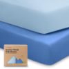 Picture of KeaBabies 2-Pack Organic Crib Sheets for Boys, Girls - 52x28 Fitted Crib Mattress Sheet Neutral, Breathable Jersey Cotton Cover for Baby Bed, Toddler Mattress, Soft & Cute Prints (Cornflower)
