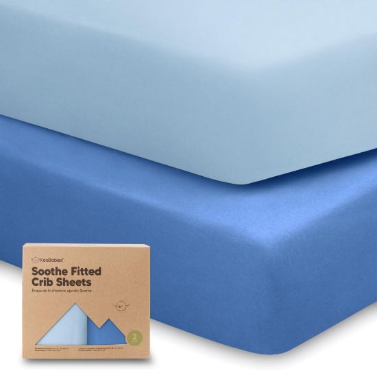 Picture of KeaBabies 2-Pack Organic Crib Sheets for Boys, Girls - 52x28 Fitted Crib Mattress Sheet Neutral, Breathable Jersey Cotton Cover for Baby Bed, Toddler Mattress, Soft & Cute Prints (Cornflower)