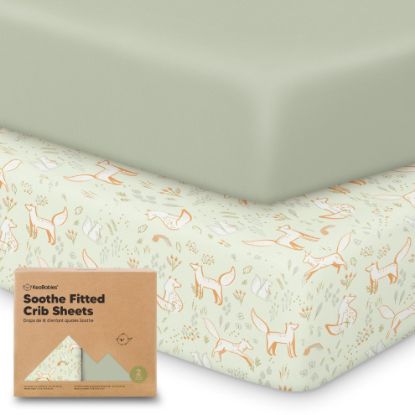 Picture of KeaBabies 2-Pack Organic Crib Sheets for Boys, Girls - 52x28 Fitted Crib Mattress Sheet Neutral, Breathable Jersey Cotton Cover for Baby Bed, Toddler Mattress, Soft & Cute Prints (Foxtrot)