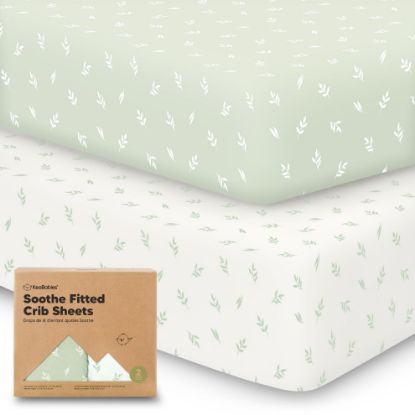 Picture of KeaBabies 2-Pack Organic Crib Sheets for Boys, Girls - 52x28 Fitted Crib Mattress Sheet Neutral, Breathable Jersey Cotton Cover for Baby Bed, Toddler Mattress, Soft & Cute Prints (Herb)