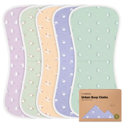 Picture of Organic Burp Cloths for Baby Boys and Girls - 5-Pack Super Absorbent Burping Cloth, Burp Clothes, Soft & Plush, Newborn Milk Spit Up Rags, Burpy Cloth Bib for Unisex, Burping Rags (Lunaris)