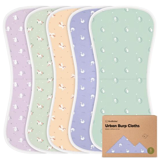 Picture of Organic Burp Cloths for Baby Boys and Girls - 5-Pack Super Absorbent Burping Cloth, Burp Clothes, Soft & Plush, Newborn Milk Spit Up Rags, Burpy Cloth Bib for Unisex, Burping Rags (Lunaris)